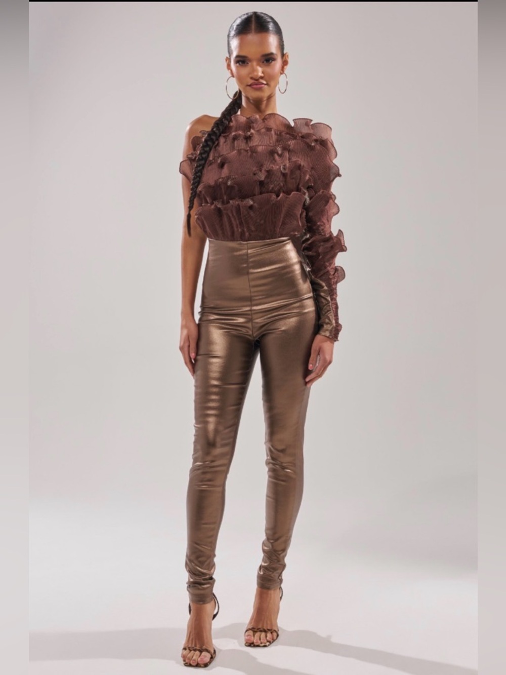 AKIRA COCOA BUTTER ONE SLEEVE JUMPSUIT Size 1X1X